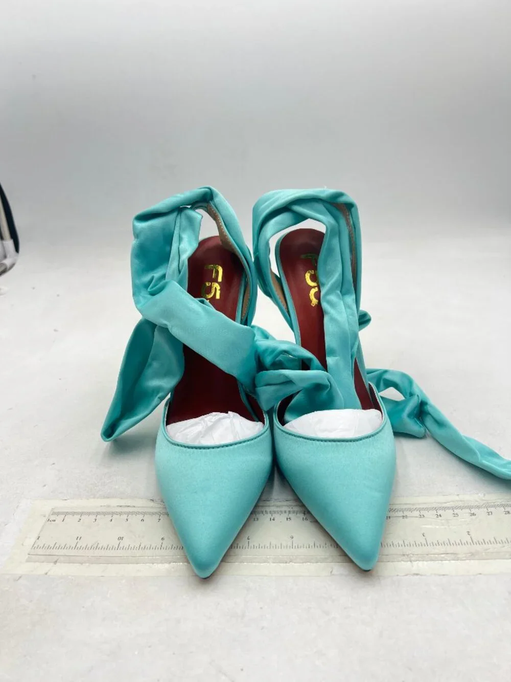 FSJ Turquoise Strappy Ankle Wrap Sandal Ribbon Lace-up Stiletto High Heels Pump